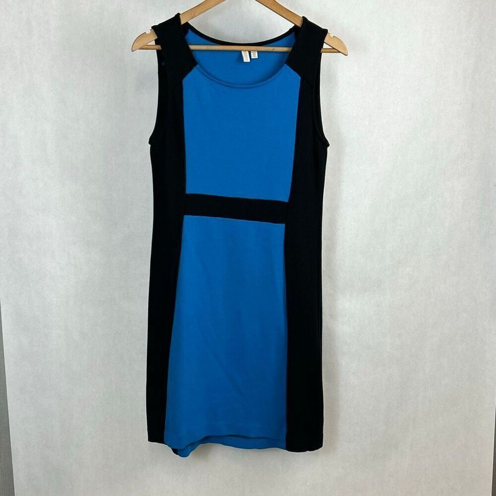Madison Colorblock Sleeveless Tank Dress Sz Medium Turquoise Blue Black Stretch